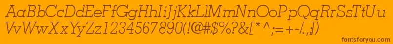 JaaklightsskItalic-Schriftart – Braune Schriften auf orangefarbenem Hintergrund