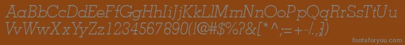 JaaklightsskItalic-Schriftart – Graue Schriften auf braunem Hintergrund