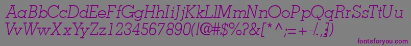 JaaklightsskItalic-fontti – violetit fontit harmaalla taustalla