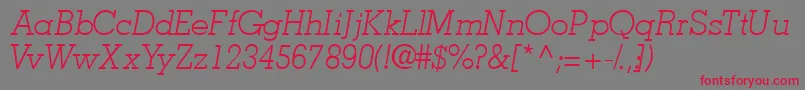 フォントJaaklightsskItalic – 赤い文字の灰色の背景