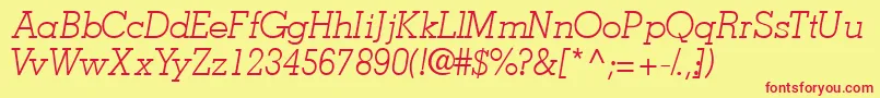 JaaklightsskItalic-fontti – punaiset fontit keltaisella taustalla