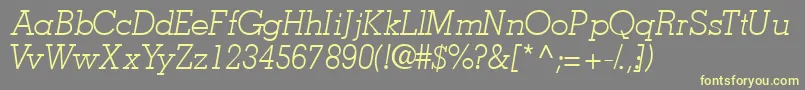 JaaklightsskItalic-fontti – keltaiset fontit harmaalla taustalla