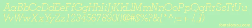 JaaklightsskItalic Font – Yellow Fonts on Green Background