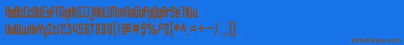 フォントSfPiezolectricCondensed – 茶色の文字が青い背景にあります。