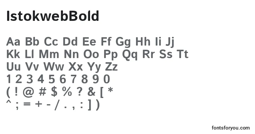 A fonte IstokwebBold – alfabeto, números, caracteres especiais