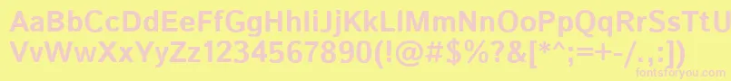 IstokwebBold-fontti – vaaleanpunaiset fontit keltaisella taustalla