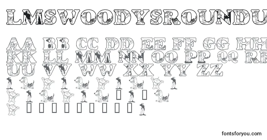 Schriftart LmsWoodysRoundup – Alphabet, Zahlen, spezielle Symbole