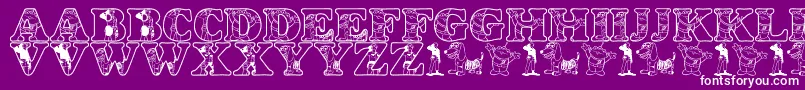 fuente LmsWoodysRoundup – Fuentes Blancas Sobre Fondo Morado