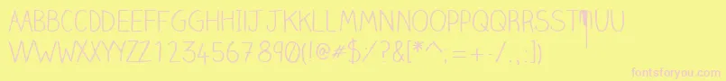 Fonte ClairehandlightWebfont – fontes rosa em um fundo amarelo