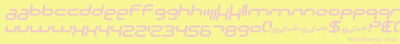 SfTechnodelightNsBoldItalic-Schriftart – Rosa Schriften auf gelbem Hintergrund