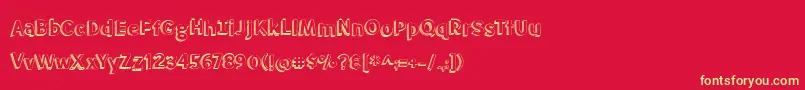 BmdMeatloaf-Schriftart – Gelbe Schriften auf rotem Hintergrund