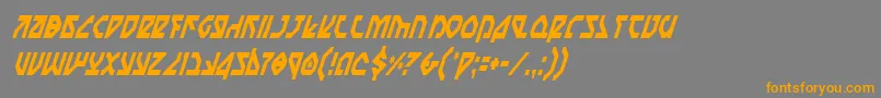 フォントNostroci – オレンジの文字は灰色の背景にあります。