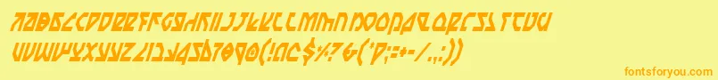 フォントNostroci – オレンジの文字が黄色の背景にあります。