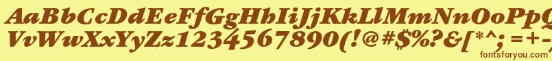 フォントGaramondbookcBolditalic – 茶色の文字が黄色の背景にあります。