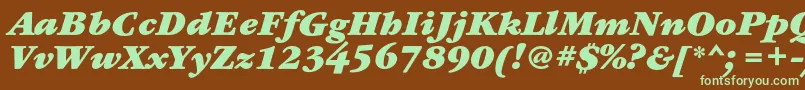 フォントGaramondbookcBolditalic – 緑色の文字が茶色の背景にあります。