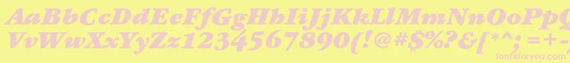 Fonte GaramondbookcBolditalic – fontes rosa em um fundo amarelo