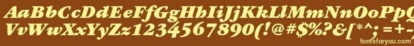 GaramondbookcBolditalic-fontti – keltaiset fontit ruskealla taustalla