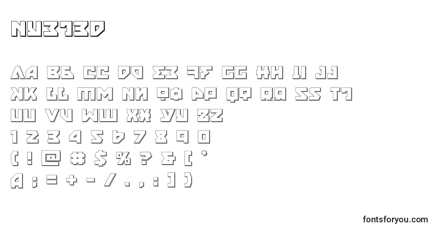 Schriftart Nyet3D – Alphabet, Zahlen, spezielle Symbole