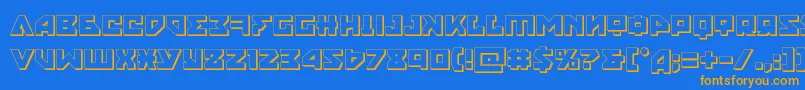 Nyet3D-Schriftart – Orangefarbene Schriften auf blauem Hintergrund