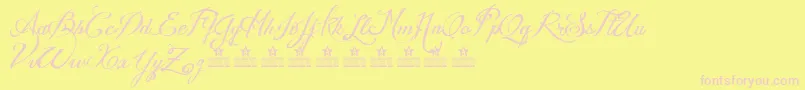 Fonte WeddingNightmaresPersonalUse – fontes rosa em um fundo amarelo