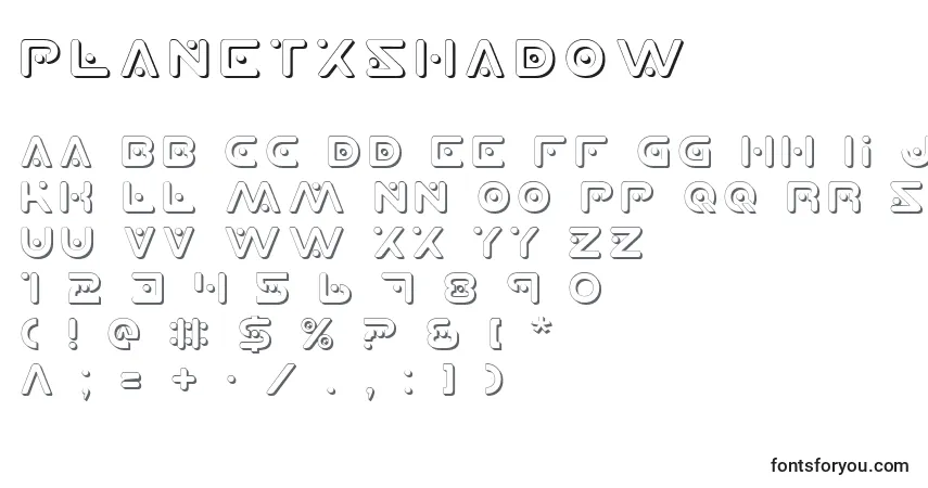 Schriftart PlanetXShadow – Alphabet, Zahlen, spezielle Symbole