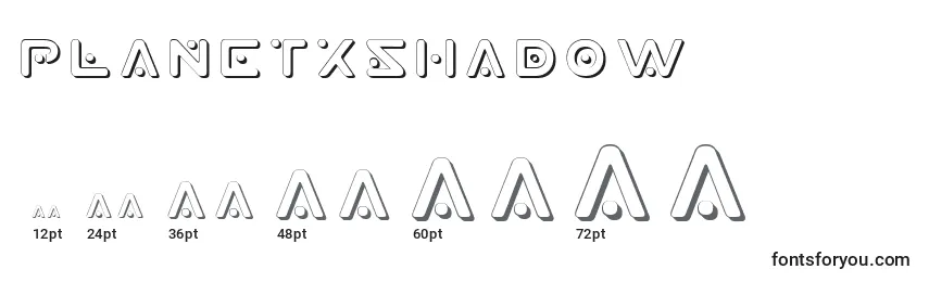 PlanetXShadow Font Sizes