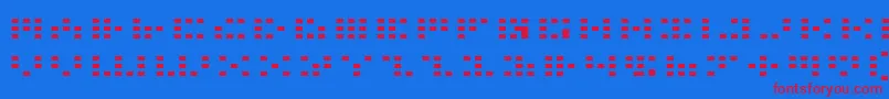 Icone-Schriftart – Rote Schriften auf blauem Hintergrund