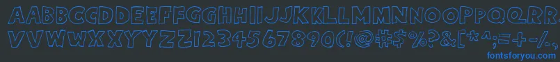 Eighty Percent Caps Outline Font – Blue Fonts on Black Background