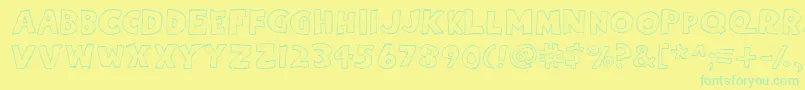 Eighty Percent Caps Outline Font – Green Fonts on Yellow Background