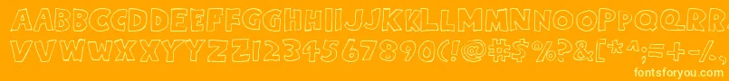 Eighty Percent Caps Outline-Schriftart – Gelbe Schriften auf orangefarbenem Hintergrund