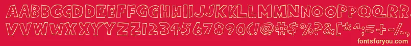 Eighty Percent Caps Outline Font – Yellow Fonts on Red Background