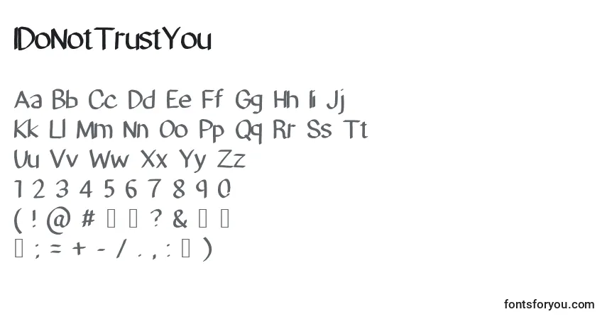 Czcionka IDoNotTrustYou – alfabet, cyfry, specjalne znaki