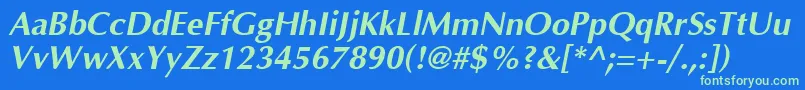 OptimaT Font – Green Fonts on Blue Background