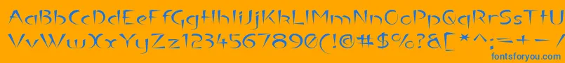 Luteouse-Schriftart – Blaue Schriften auf orangefarbenem Hintergrund