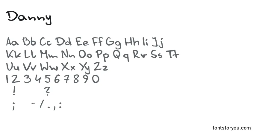Шрифт Danny (115795) – алфавит, цифры, специальные символы