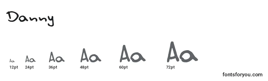 Größen der Schriftart Danny (115795)