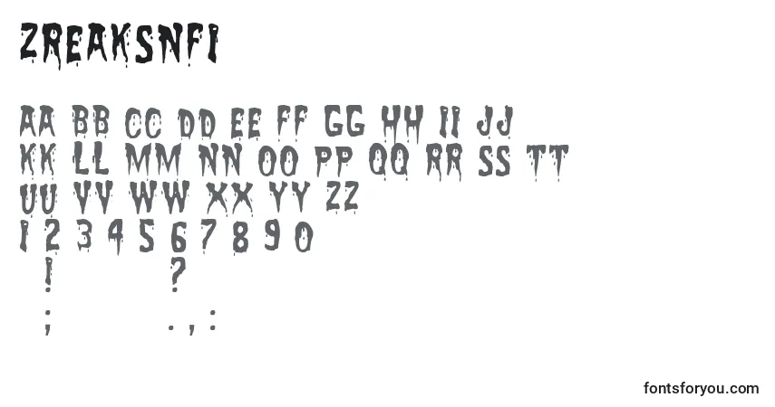 Schriftart ZreaksNfi (115798) – Alphabet, Zahlen, spezielle Symbole