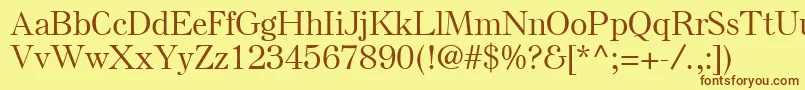 フォントElseLtMedium – 茶色の文字が黄色の背景にあります。