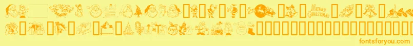 Xmasclip-Schriftart – Orangefarbene Schriften auf gelbem Hintergrund
