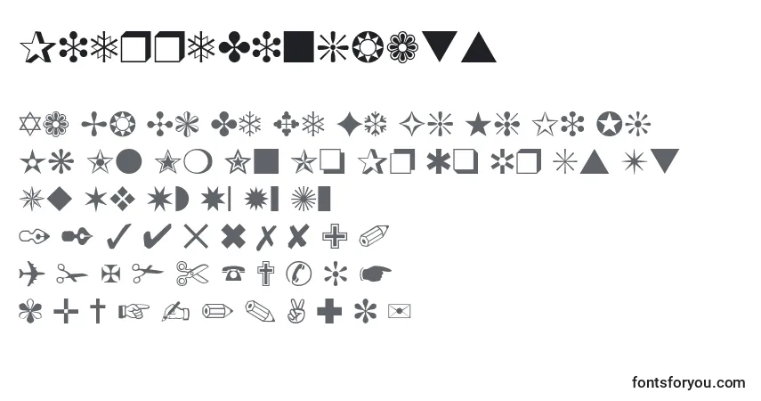 Czcionka PierreDingbats – alfabet, cyfry, specjalne znaki