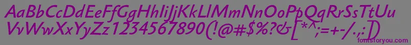 Czcionka SebastianMediumProItalic – fioletowe czcionki na szarym tle