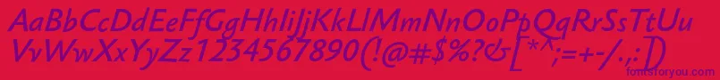 フォントSebastianMediumProItalic – 赤い背景に紫のフォント
