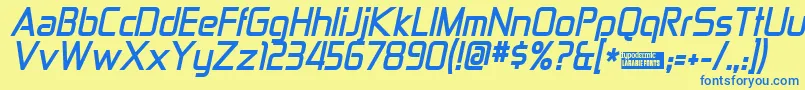 ZektonBoldItalic Font – Blue Fonts on Yellow Background