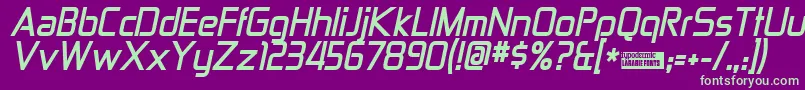 ZektonBoldItalic Font – Green Fonts on Purple Background