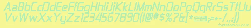 ZektonBoldItalic Font – Green Fonts on Yellow Background