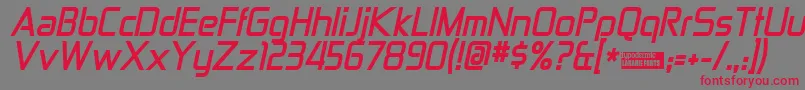 ZektonBoldItalic Font – Red Fonts on Gray Background