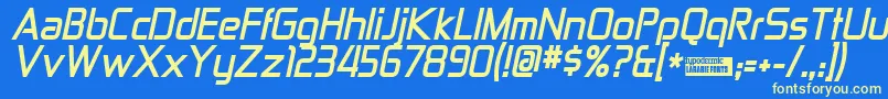 ZektonBoldItalic Font – Yellow Fonts on Blue Background