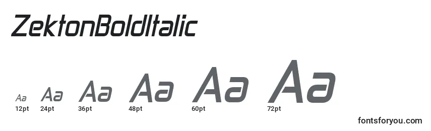 Размеры шрифта ZektonBoldItalic