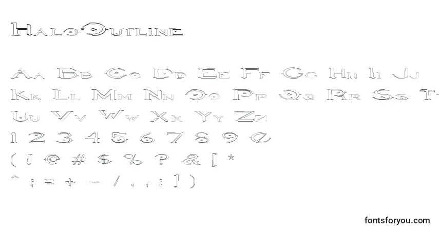 Schriftart HaloOutline – Alphabet, Zahlen, spezielle Symbole