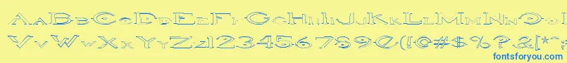 Fonte HaloOutline – fontes azuis em um fundo amarelo